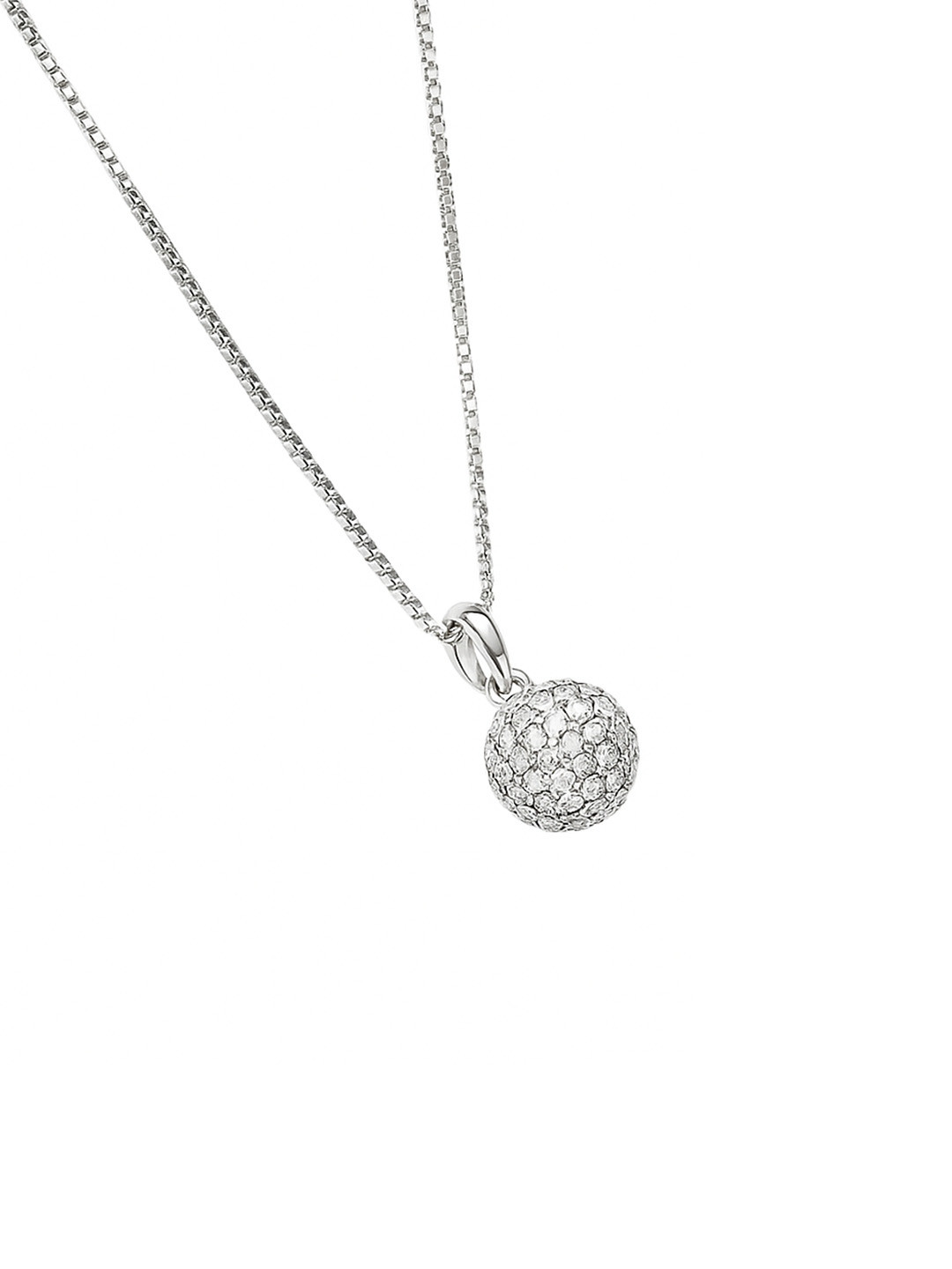 ShimmerTots Girls 925 Sterling Silver Rhodium-Plated Disco Ball Pendant With Chain