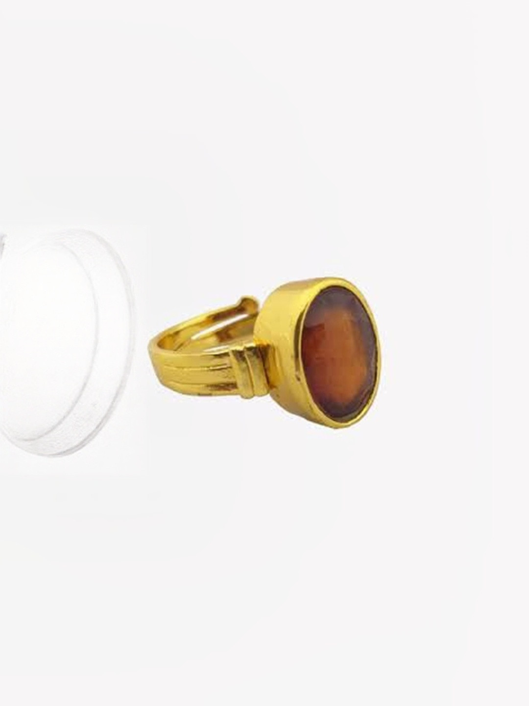 RAVIOUR LIFESTYLE Unisex Gold-Plated Red Coral Gemstone Finger Ring