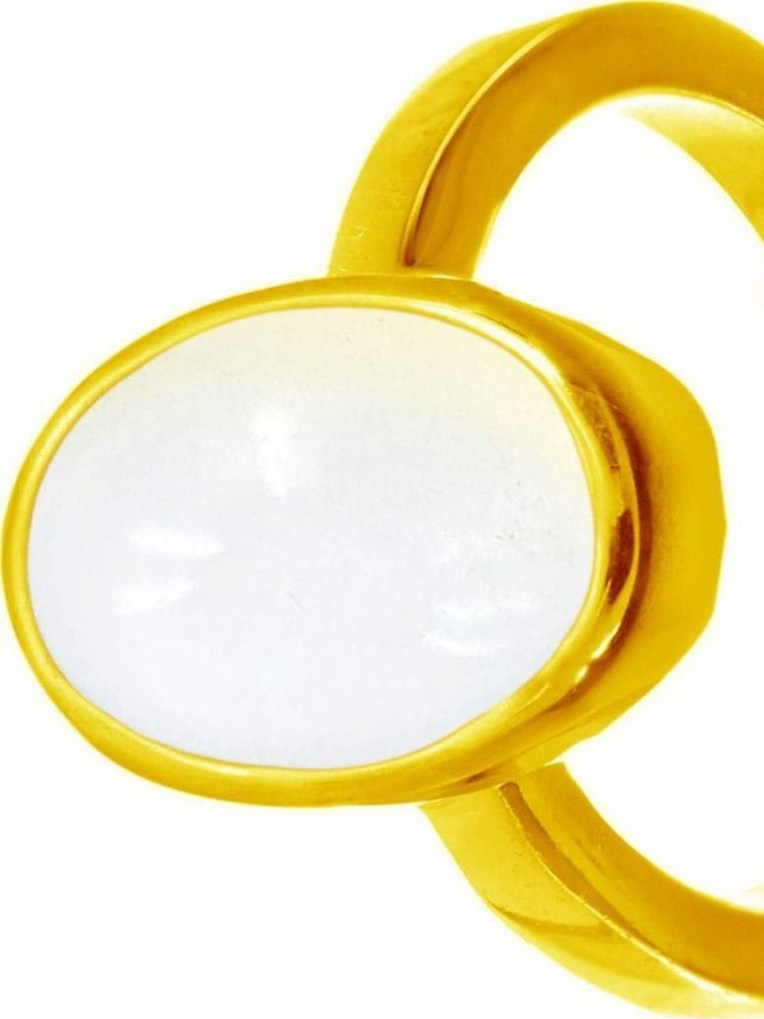 RAVIOUR LIFESTYLE Unisex White Opal Gold-Plated Copper Finger Ring