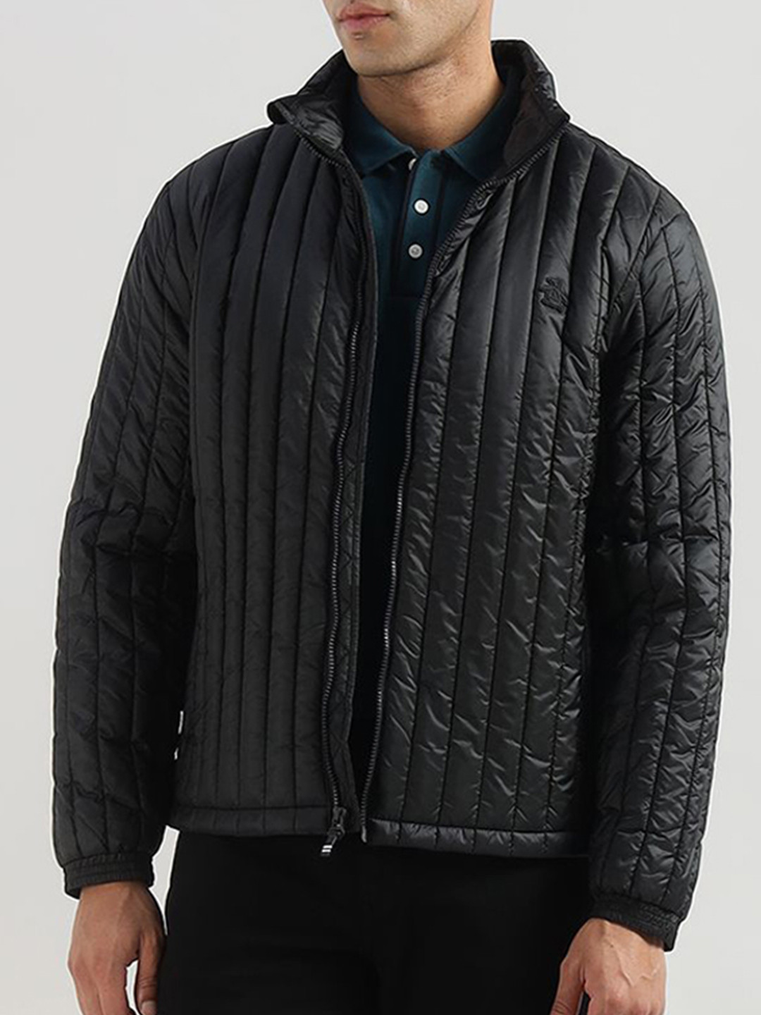 Original Penguin Men Mock Collar Solid Quilted Jacket