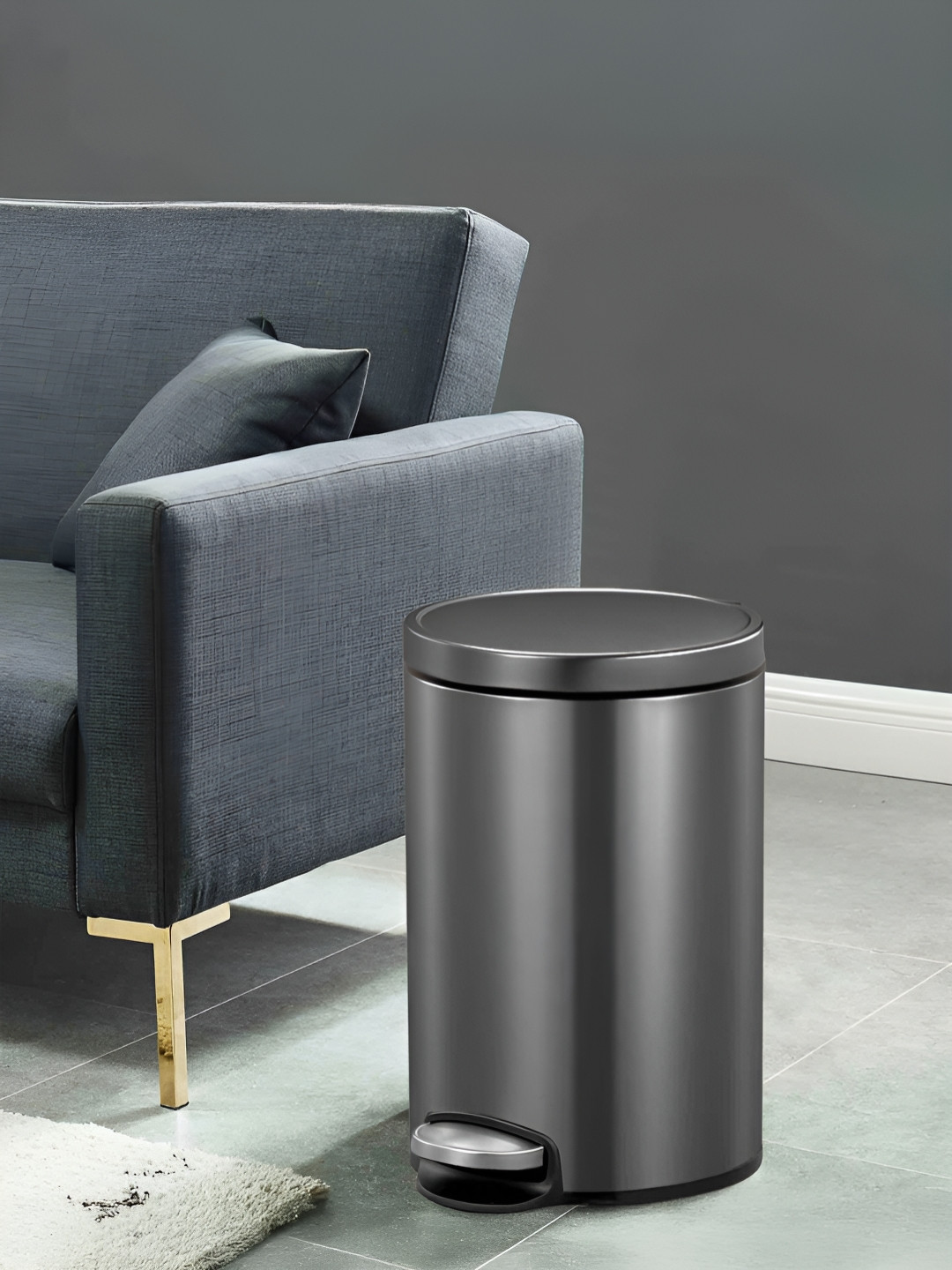 OBSESSIONS Black Stainless Steel Soft-Close Trash Rectangular Pedal Dustbins - 20 L