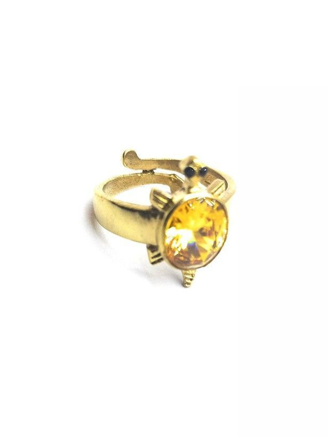 RAVIOUR LIFESTYLE Unisex Silver-Plated Brass Finger Ring with Yellow Stone