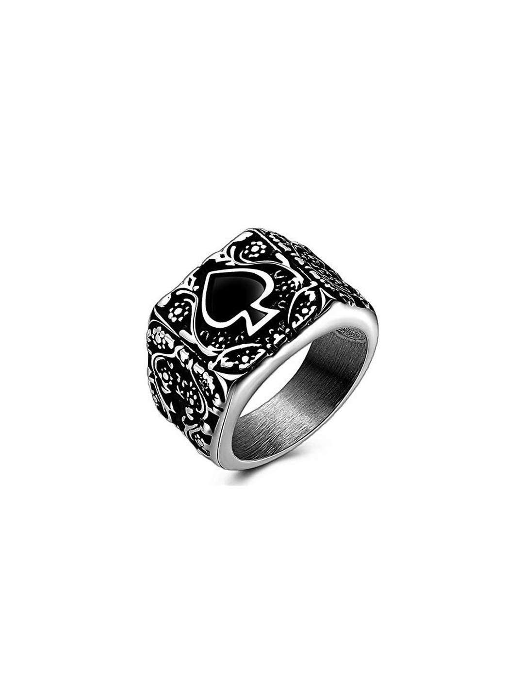 Moneekar Jewels Unisex Stainless Steel Spade Finger Ring