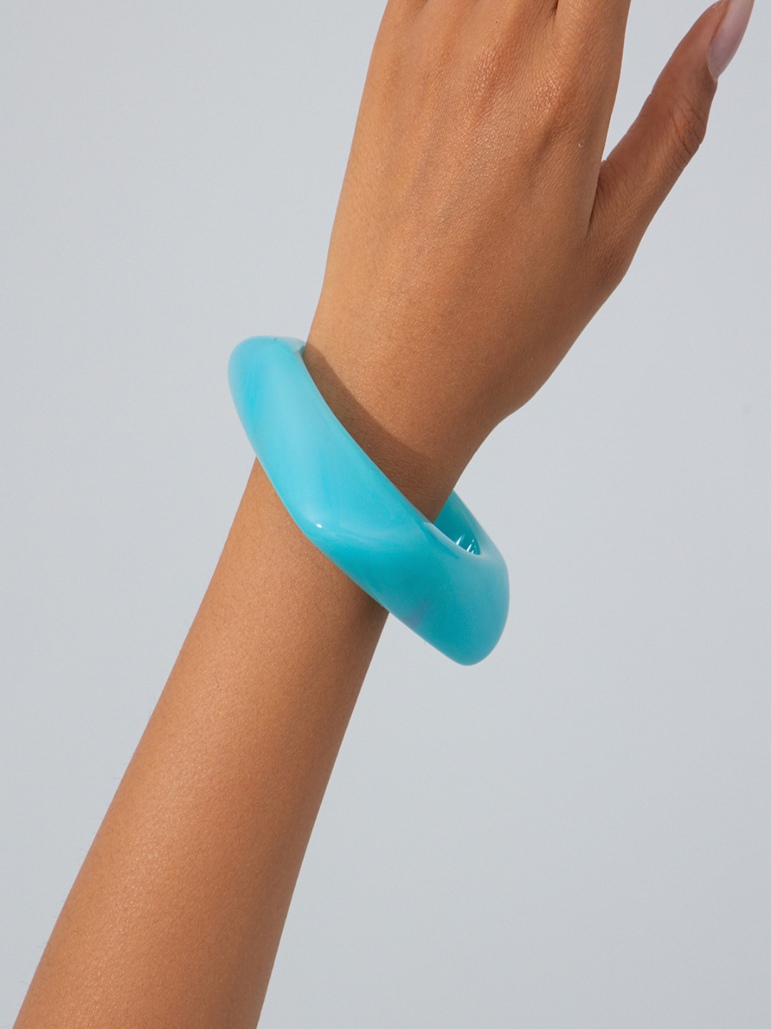 AQUASTREET Chunky Wide Edge Rounded Square Polygonal Blue Acrylic Bangle