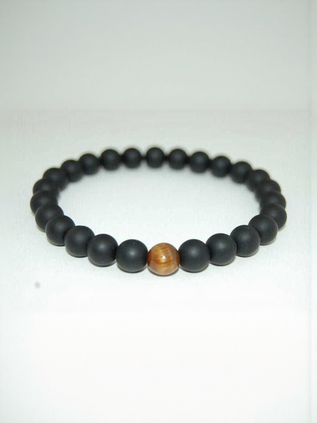 Sukhad Unisex Stone Beads Agate Quartz Elasticated Slip on Bracelet