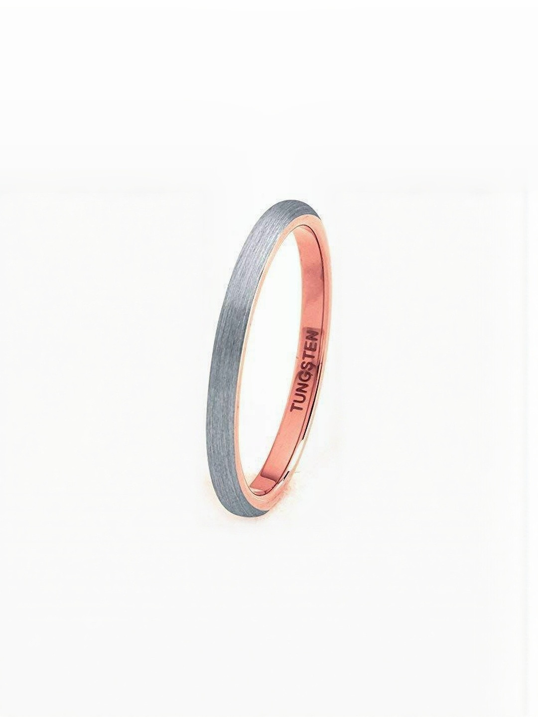 Moneekar Jewels Unisex 18K Rose Gold Plated Brushed Tungsten Wedding Band Finger Ring