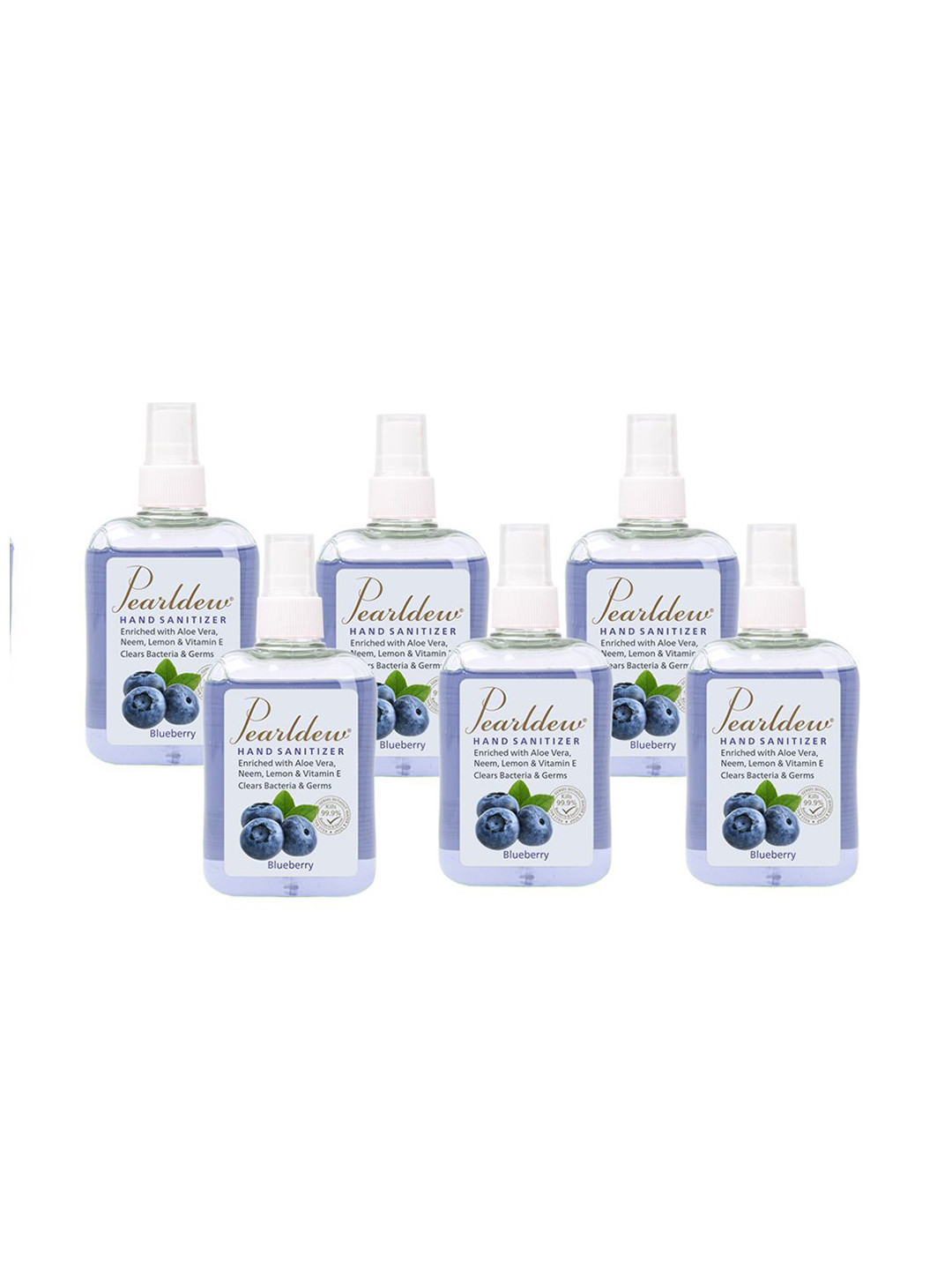 Pearldew Set Of 6 Blueberry Hand Sanitizer Spray With Vitamin E - 250 ml Each