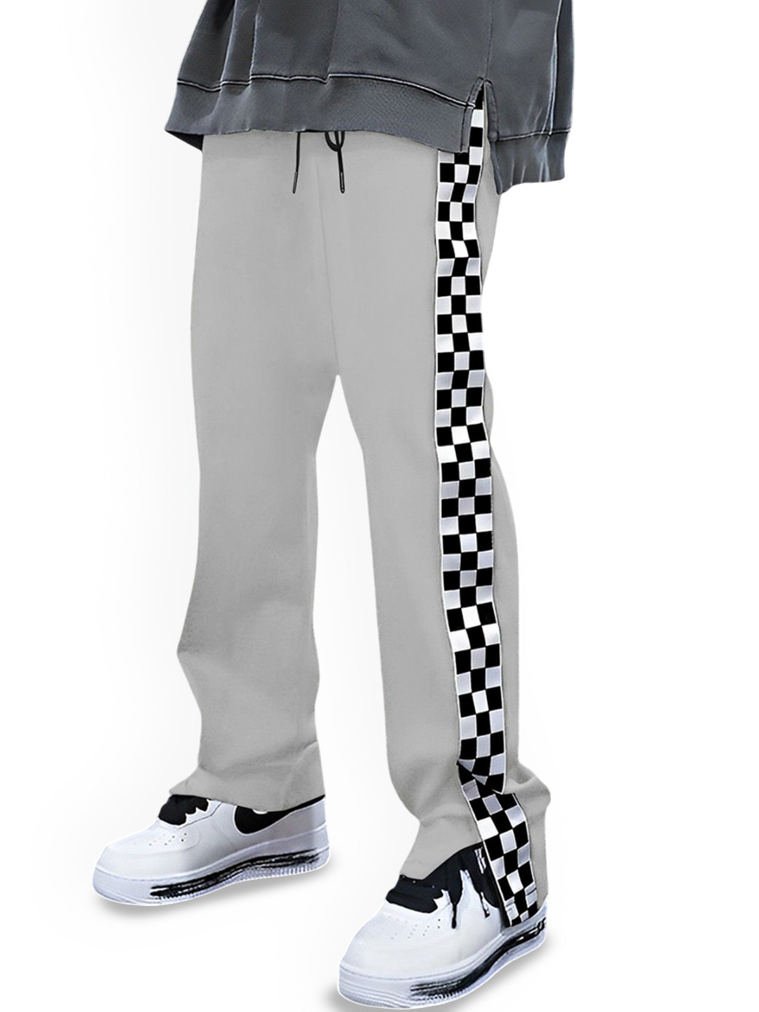 FTX Men Checked Baggy-Fit Mid-Rise Track Pants