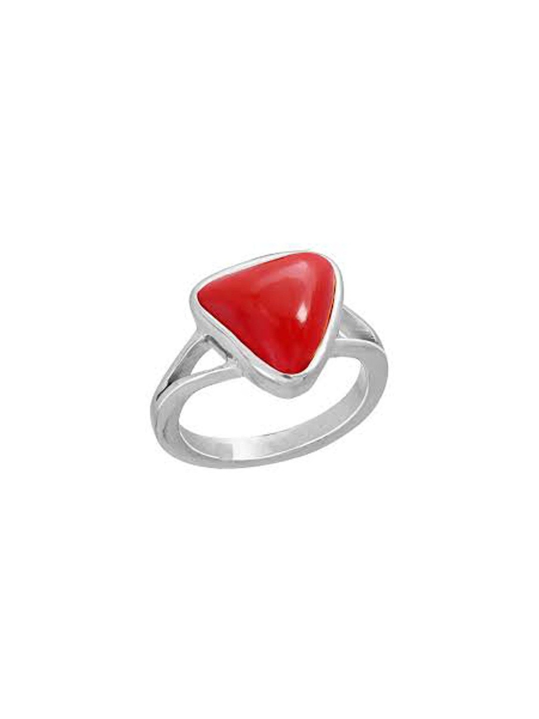 RAVIOUR LIFESTYLE Unisex 925 Hallmark Pure Silver Natural Italian Red Coral Finger Ring