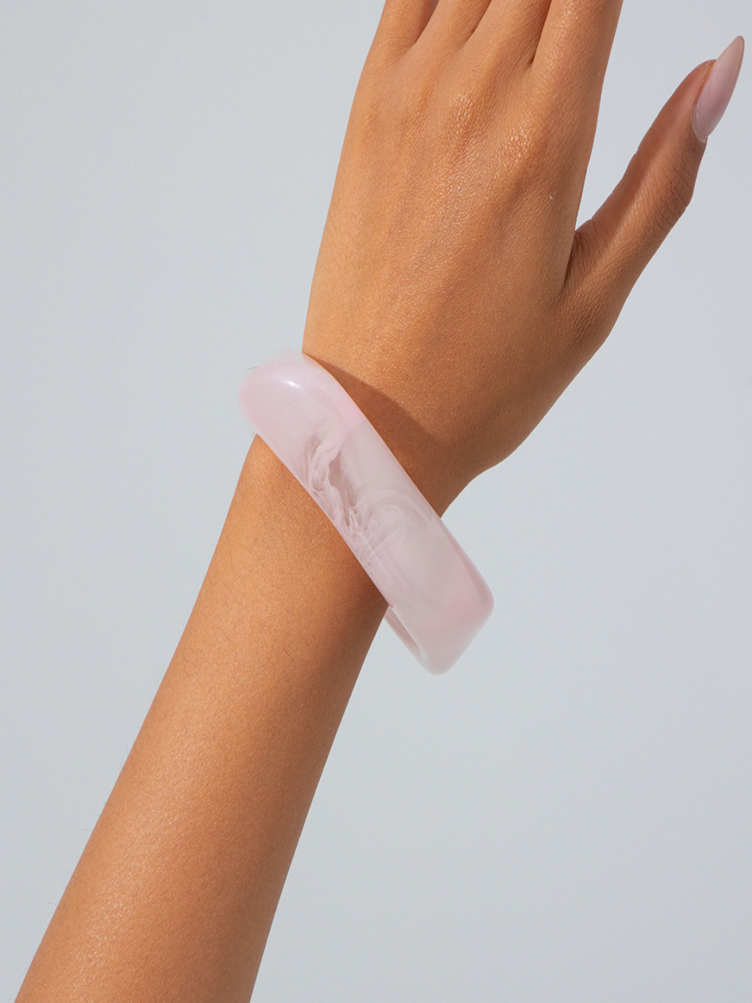 AQUASTREET Chunky Wide Edge Rounded Square Polygonal Light Pink Acrylic Bangle