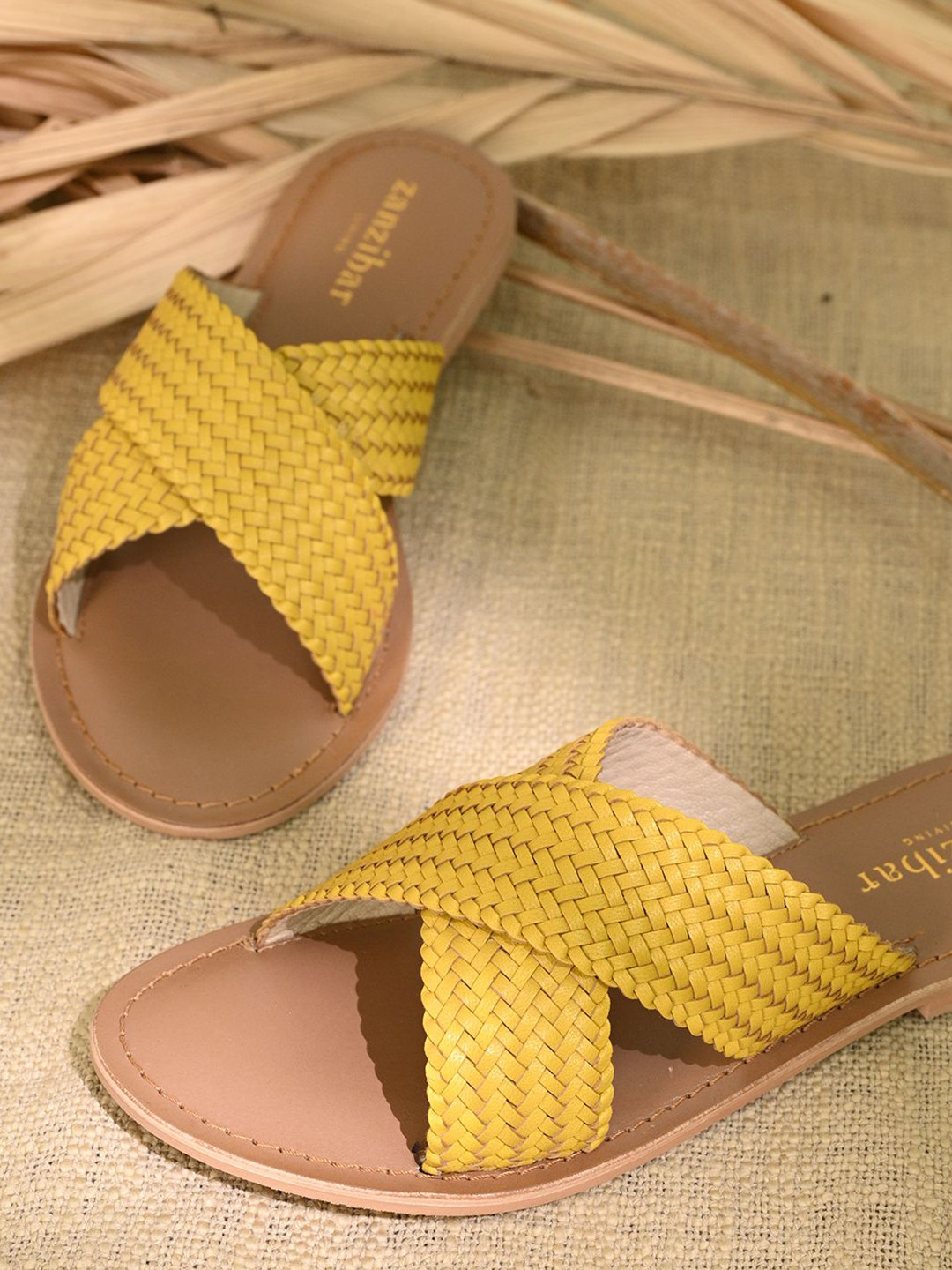 Zanzibar Living Women Self Design Synthetic Sliders Flip Flops