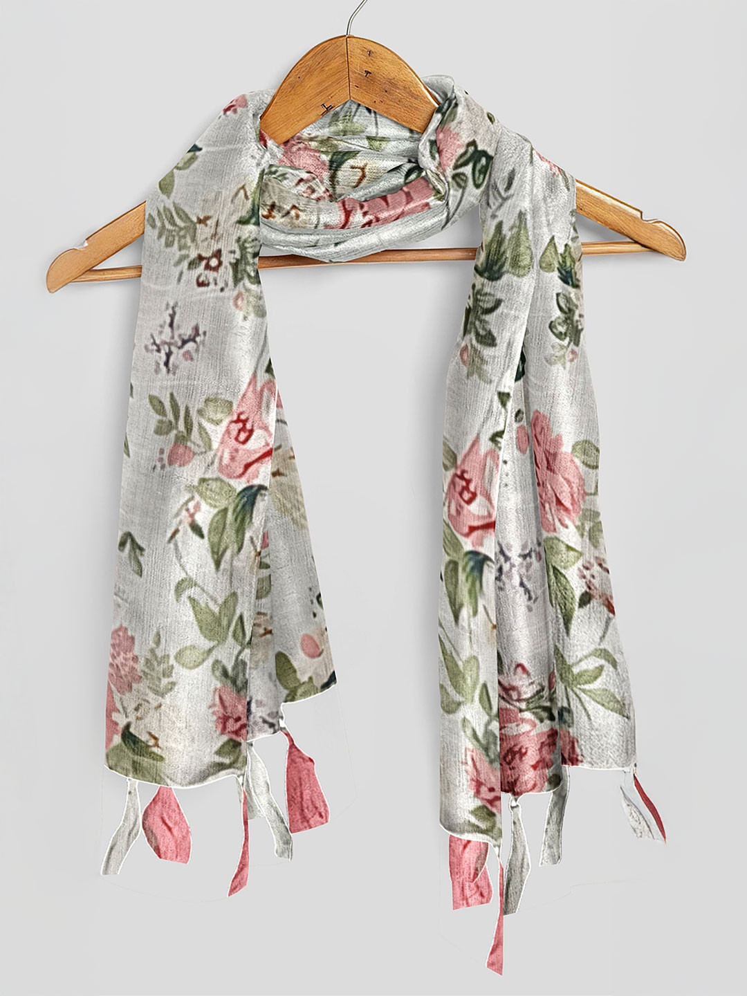 POSHAMPAA be desi Pack of 2 Women Floral Printed Scarf with Tassels