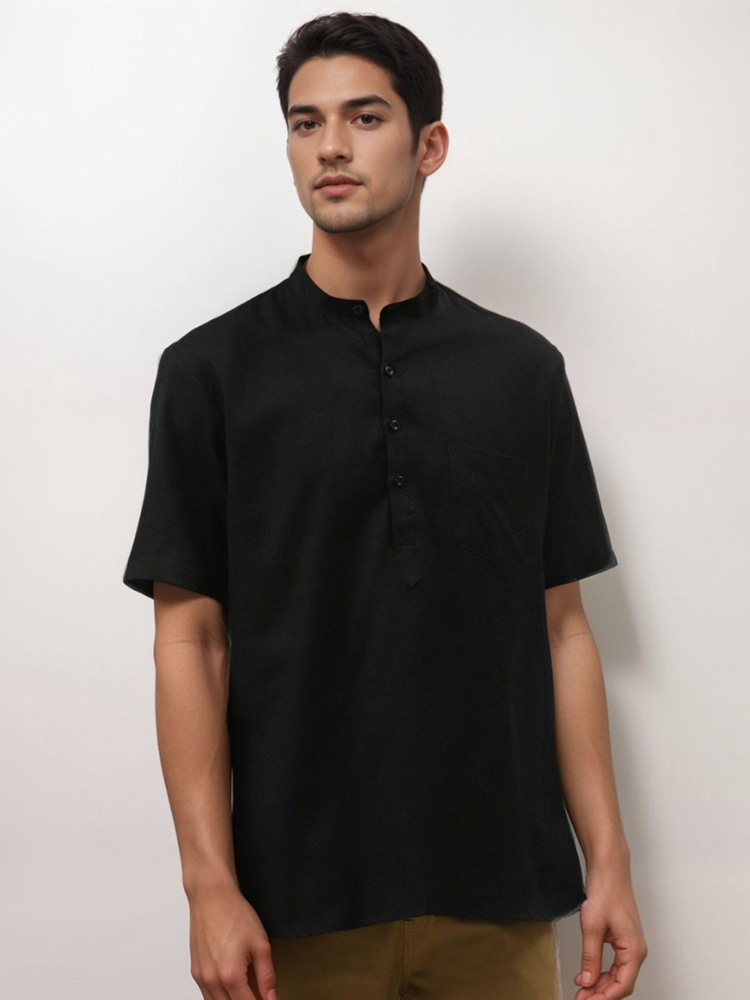 PRINCYENT Men Solid Mandarin Collar Kurta