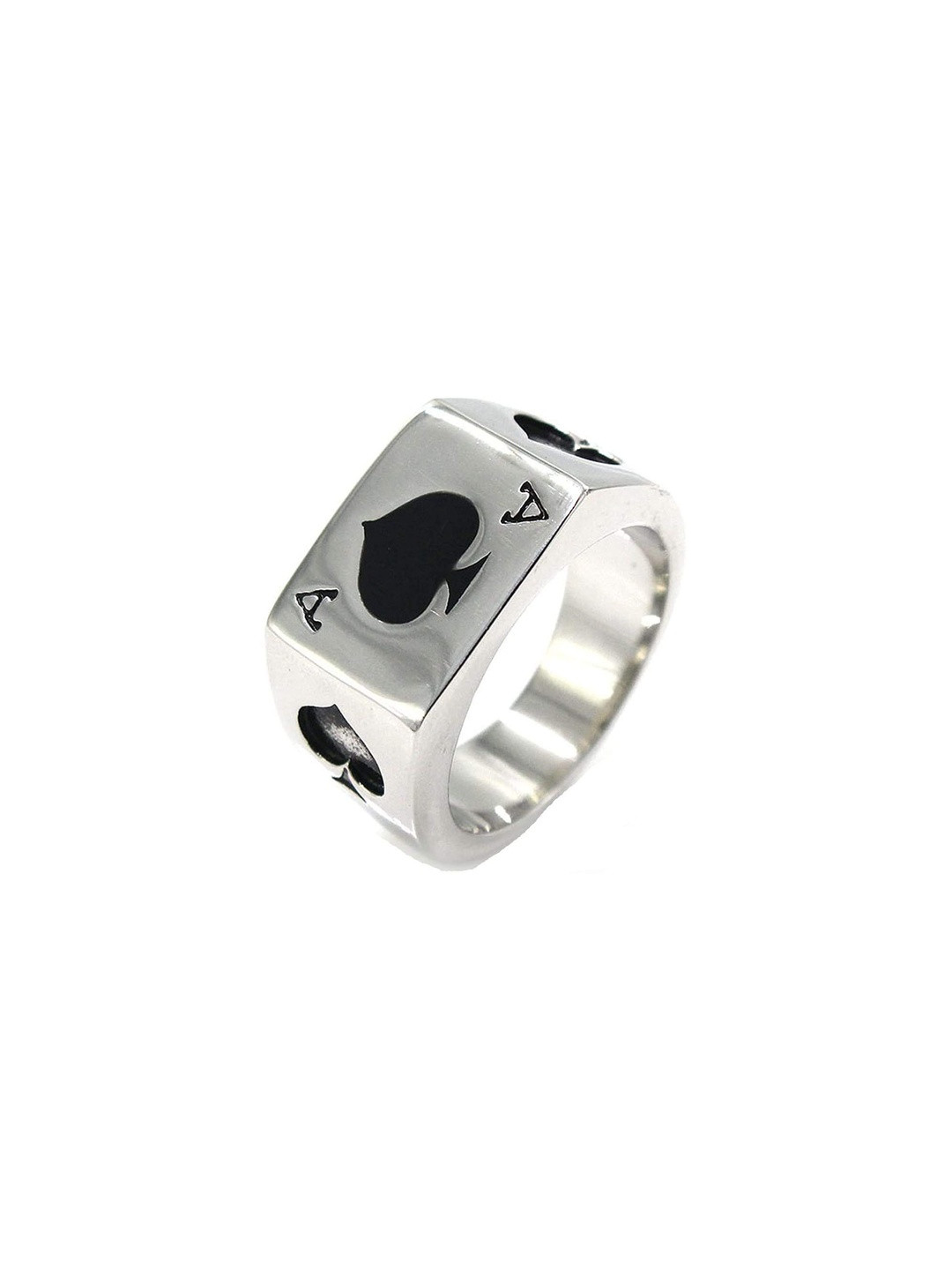 Moneekar Jewels Unisex Stainless Steel Ace Motif Finger Ring