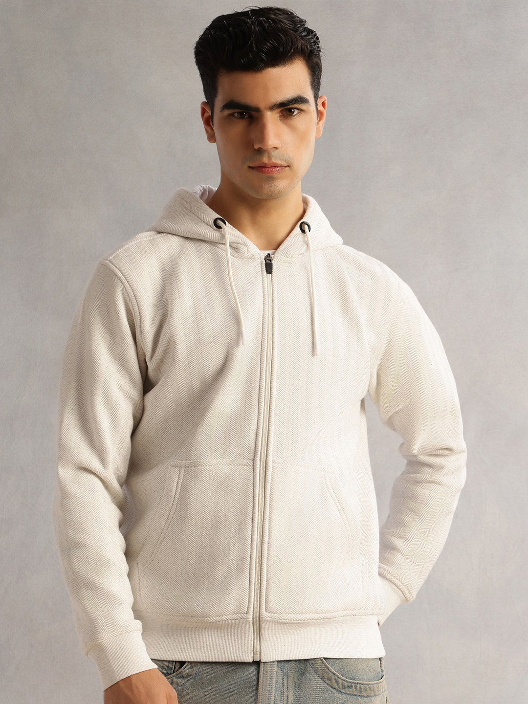 Thomas Scott Men Hooded Front-Open Sweatshirt