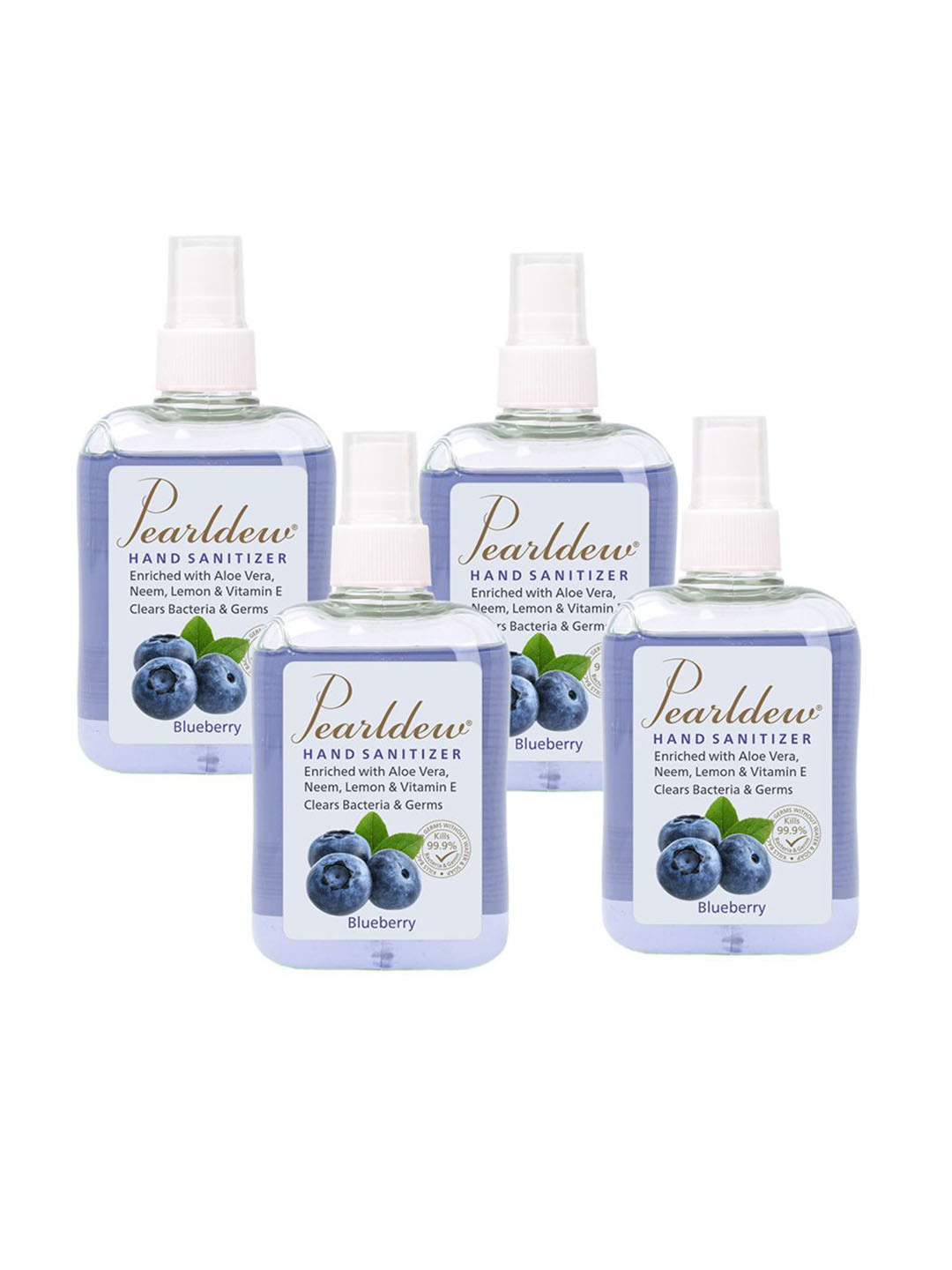 Pearldew Set Of 4 Blueberry Hand Sanitizer Spray With Vitamin E - 250 ml Each
