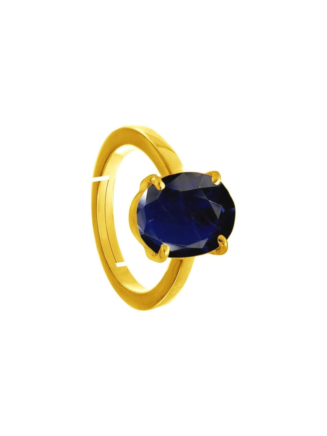 RAVIOUR LIFESTYLE Unisex Gold-Plated Blue Sapphire Finger Ring