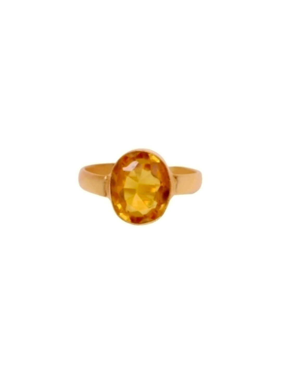RAVIOUR LIFESTYLE Women Yellow Sapphire 5.00 Carat Adjustable Gold-Plated Alloy Finger Ring
