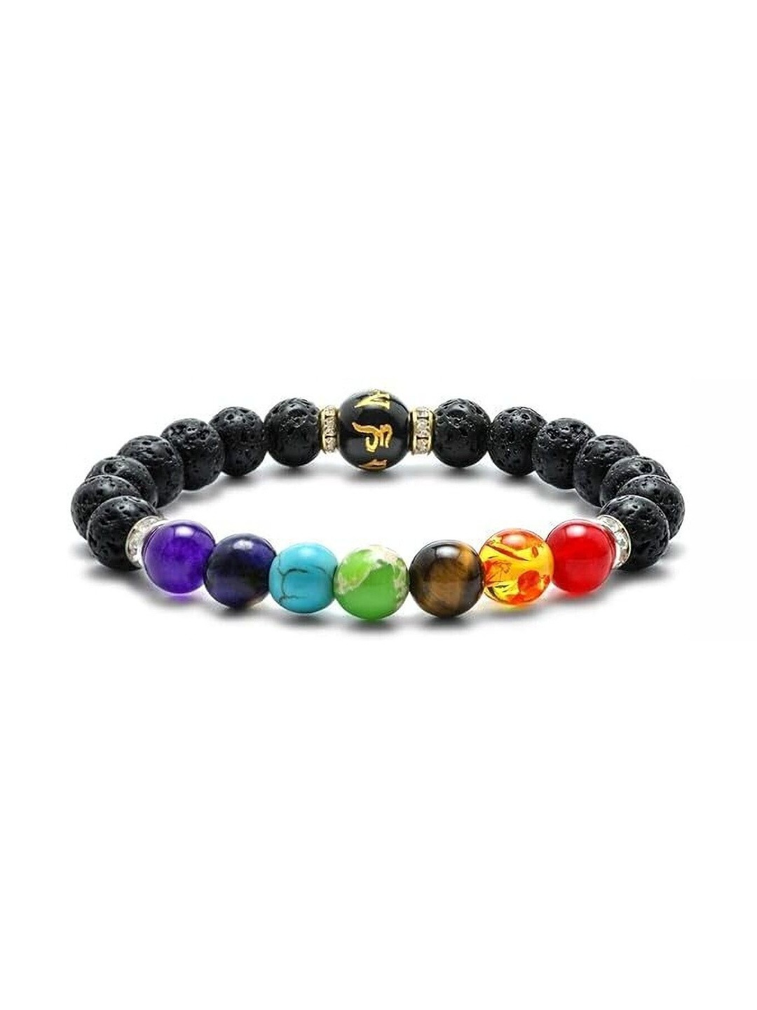 Sukhad Unisex 7 Chakra Agate Elasticated Bracelet with Slip On Closure