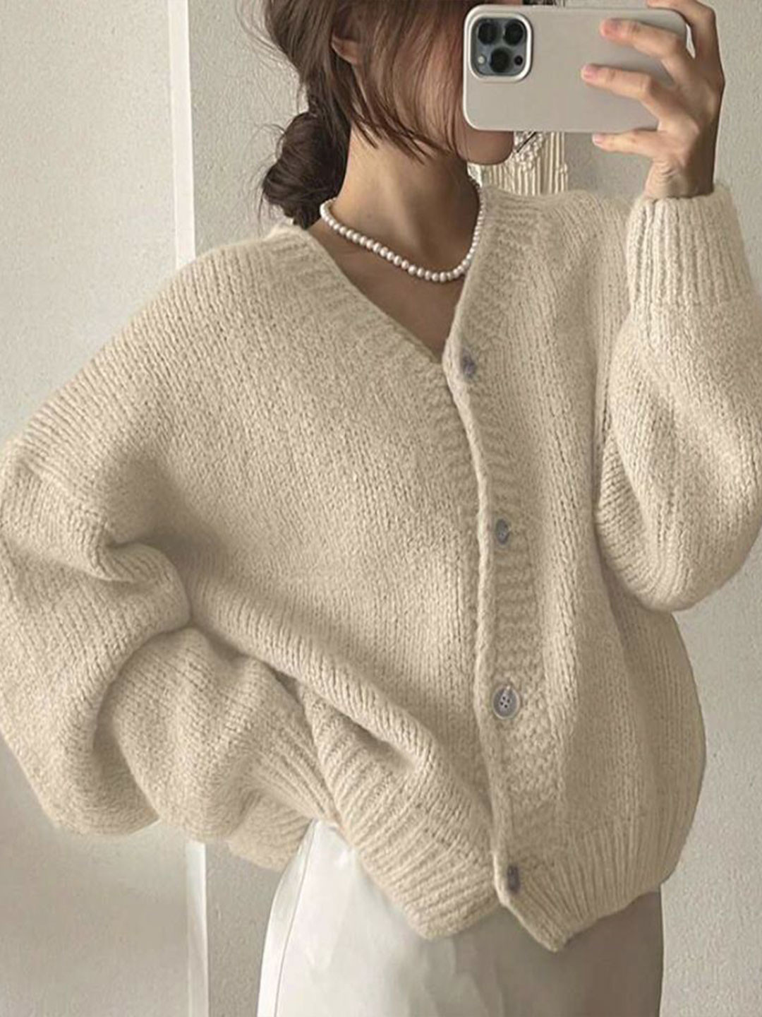 StyleCast Women Full Sleeve Button Front Slouchy Cardigan