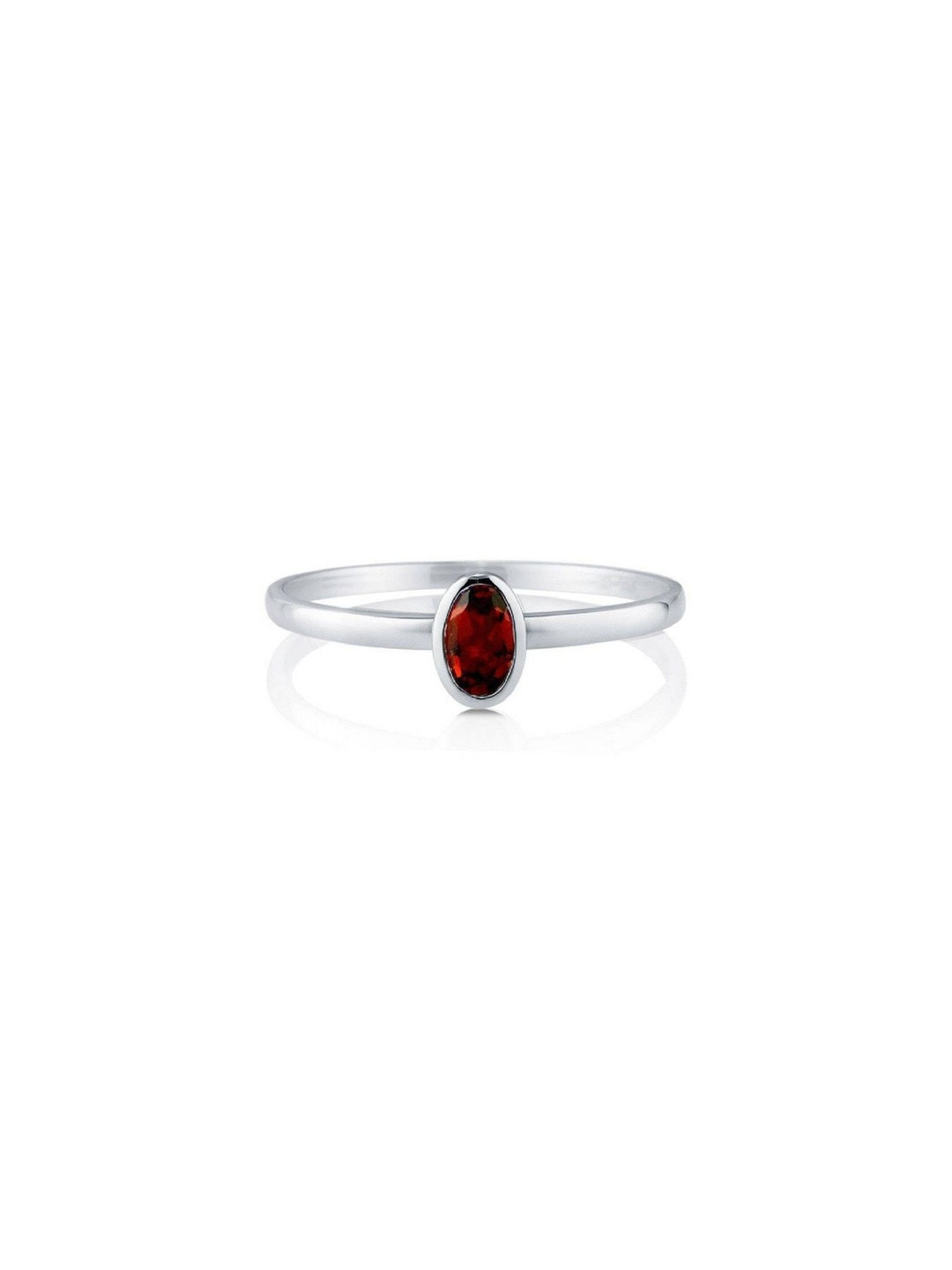 RAVIOUR LIFESTYLE Unisex Silver-Plated Garnet Stone Finger Ring