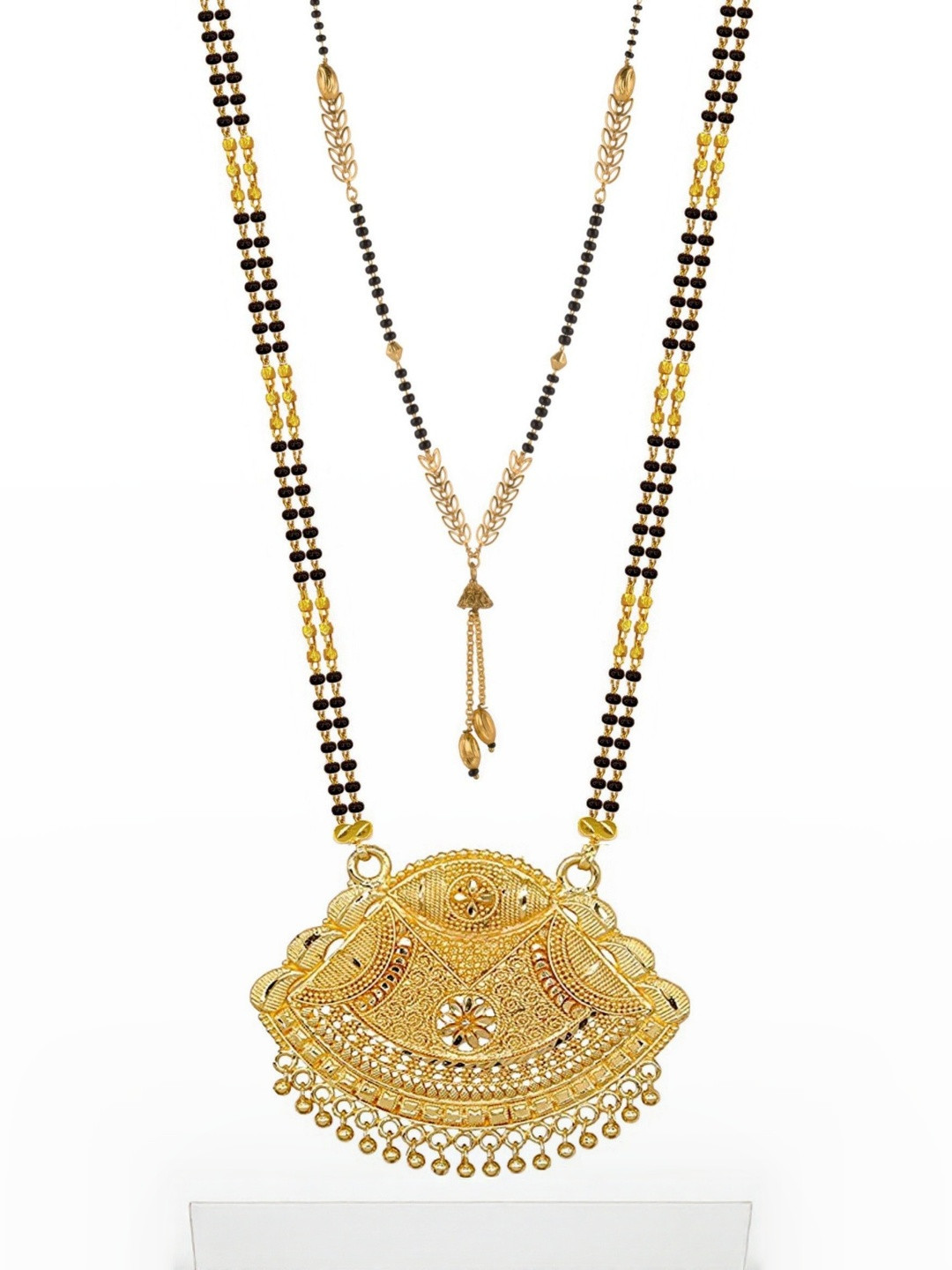 Bhanu diam Women Set Of 2 Gold Mangalsutra With S-Hook Closure