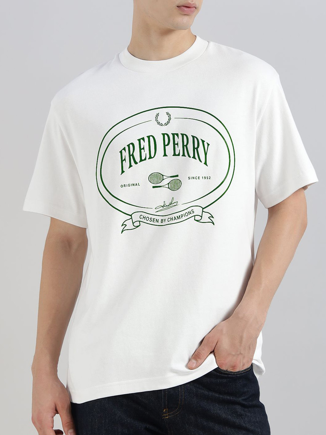 Fred Perry Men Typography Printed Round Neck Pure Cotton T-shirt