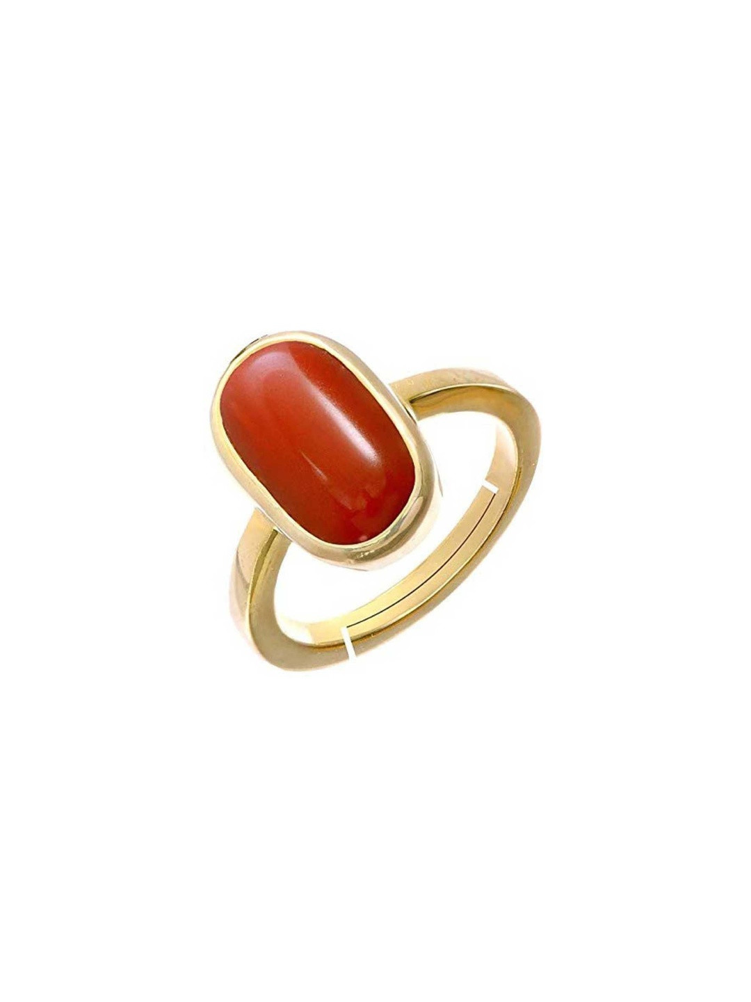 RAVIOUR LIFESTYLE Unisex Gold-Plated Natural Red Coral Finger Ring
