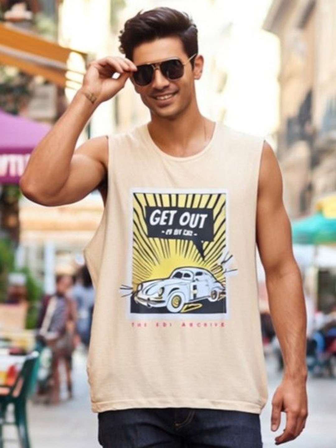 EDI Men Moisture Wicking Graphic Printed Round Neck Oversized T-shirt