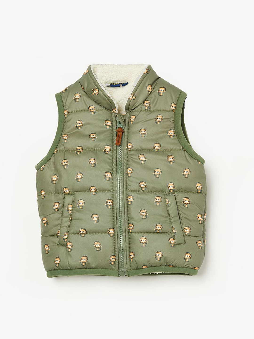 Juniors by Lifestyle Boys Mandarin Collar Graphic Printed Gilet Jacket