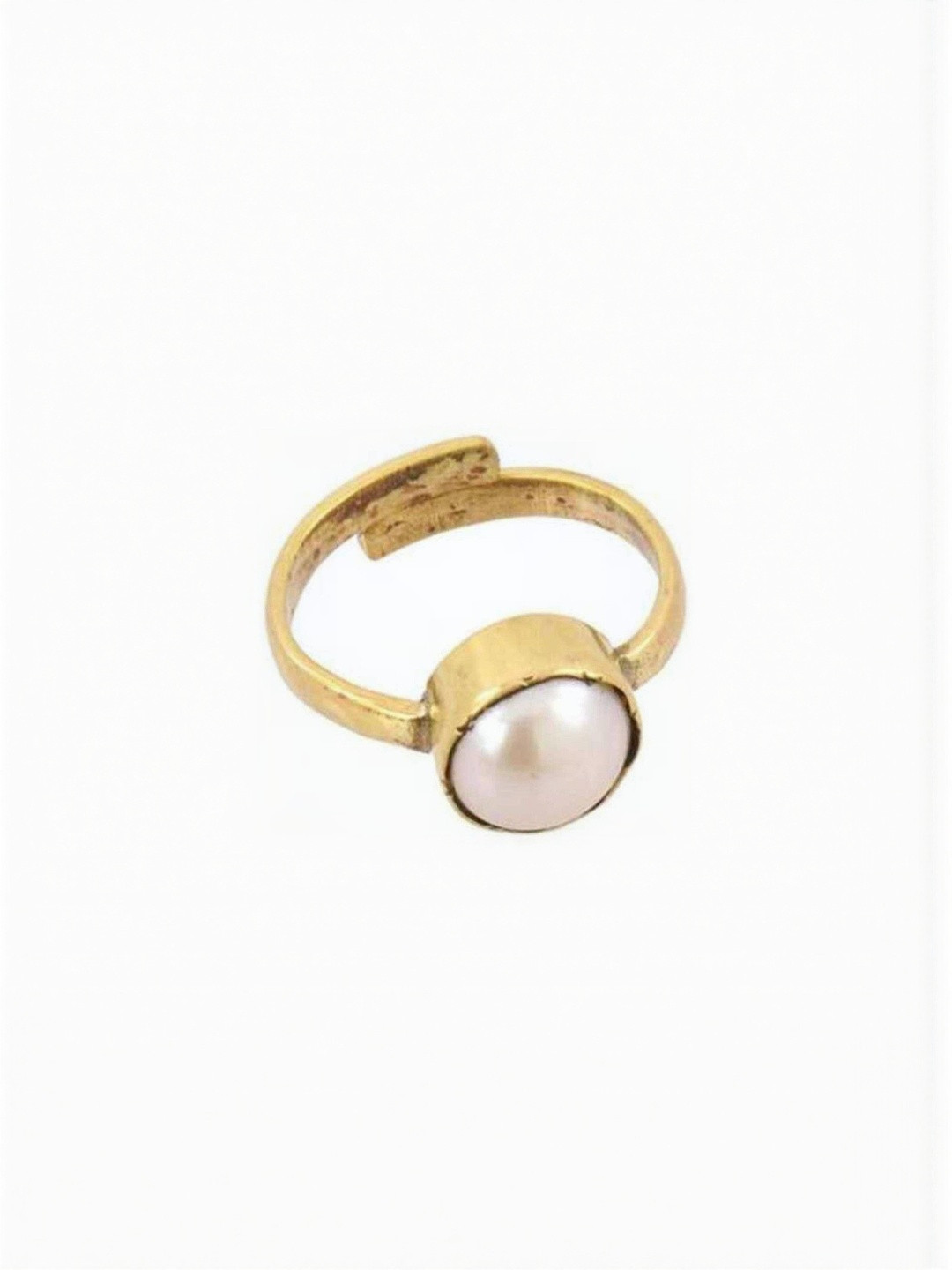 RAVIOUR LIFESTYLE Unisex 4.5 Carat Pearl Brass Finger Ring