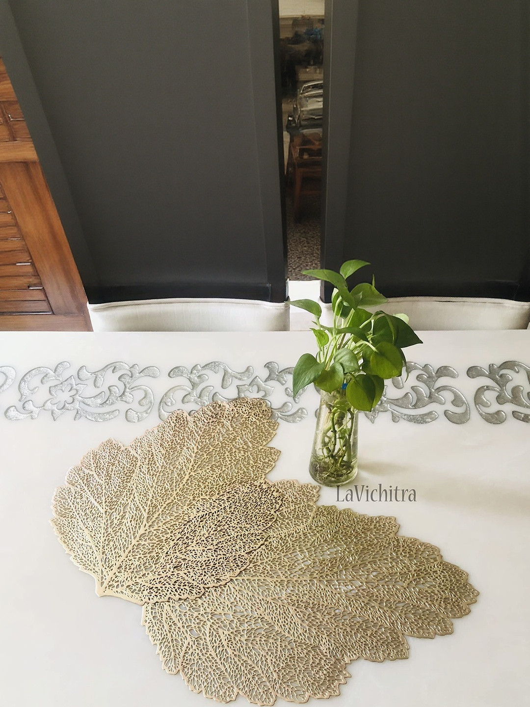 LaVichitra Gold Toned Pack of 2 Table Placemat