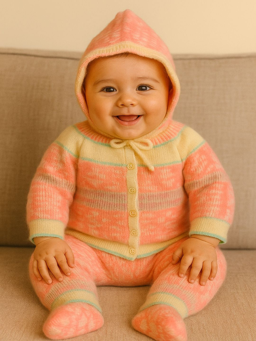 LeafBird Infants Pack of 3 Printed Pure wollen Baby Apparel Gift Set