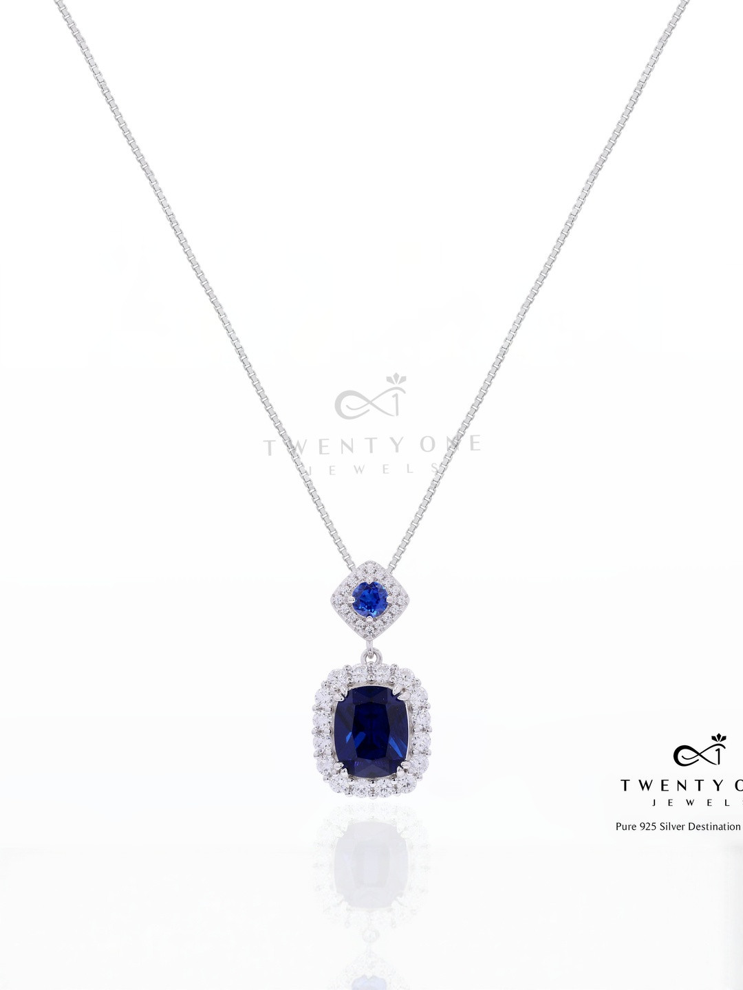 Twenty One Jewels 925 Silver Rhodium-Plated Cubic Zirconia-Studded Jewellery Set