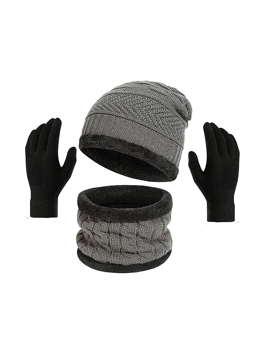 Navkar Crafts Unisex Woollen Winter Beanie Scarf Set With Gloves
