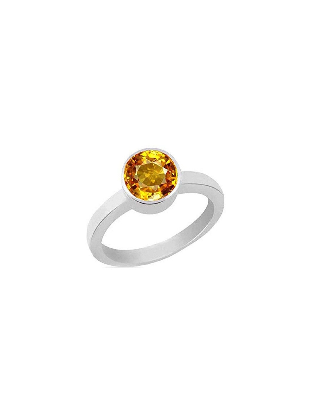 RAVIOUR LIFESTYLE Unisex Yellow Sapphire Lab-Certified Silver-Plated Finger Ring
