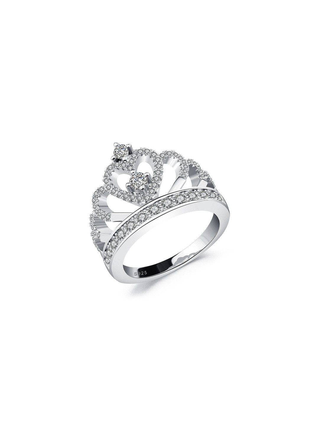 Moneekar Jewels Unisex Artificial Stones Studded Princess Crown Finger Ring