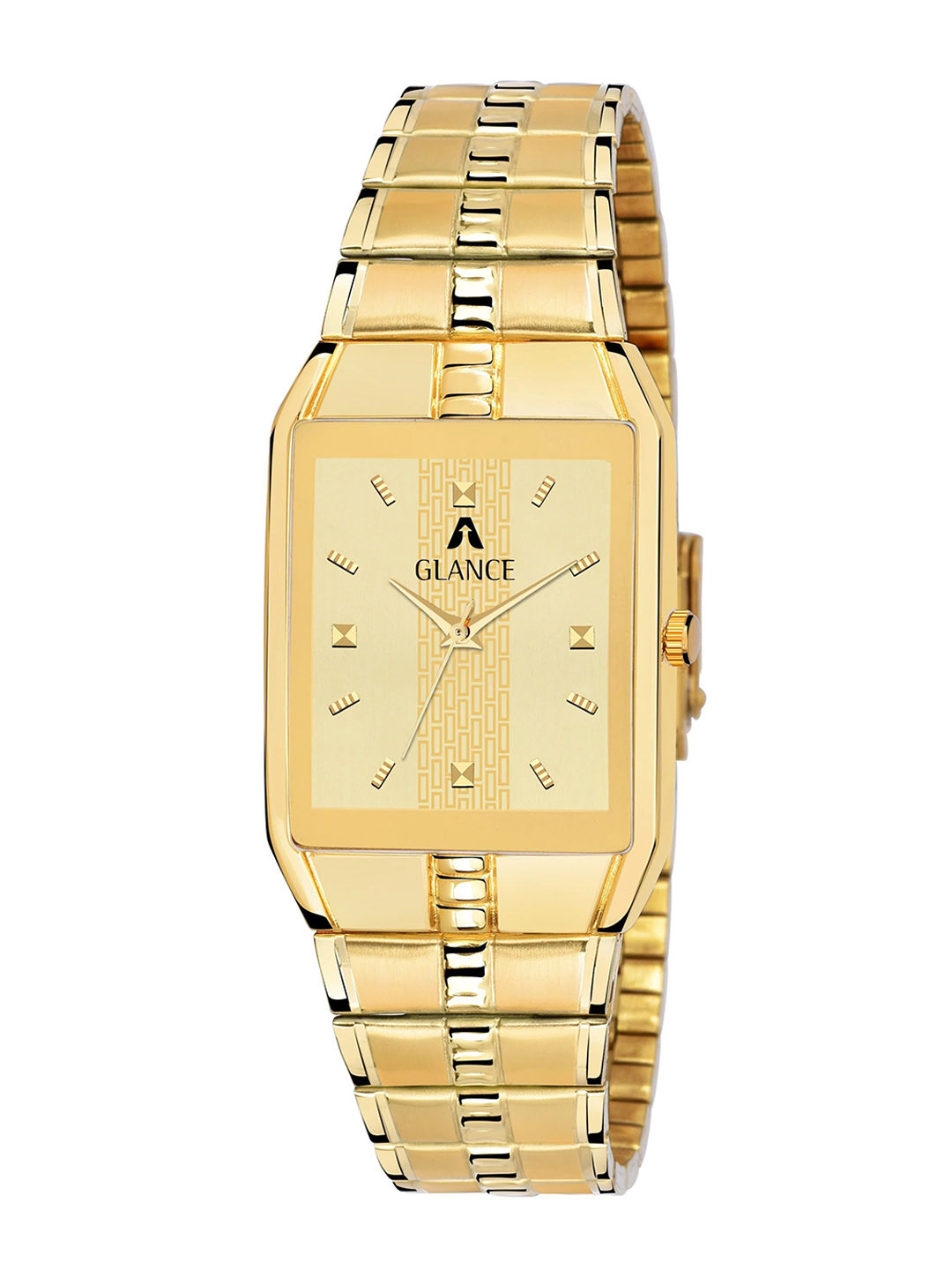 Aglance Unisex Bracelet Style Straps Analogue Watches JK_459151ym03 Golden Dial Mens Watch