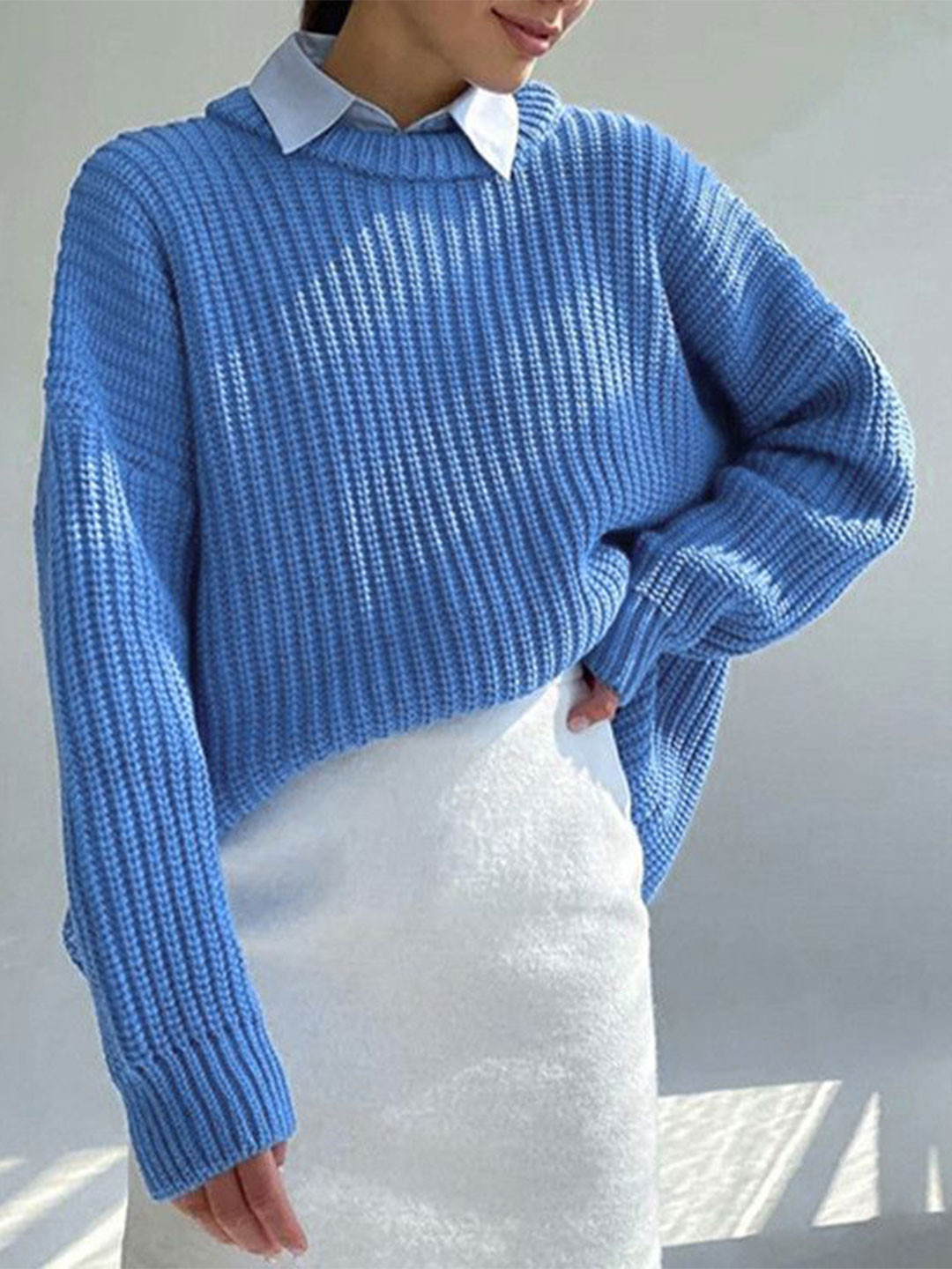 StyleCast Women Oversized Chunky-Knit Round Neck Sweater