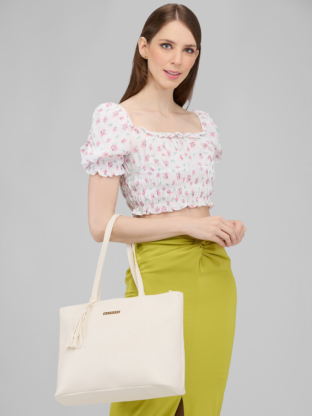 DressBerry X CAPRESE Scotty Women White Small Tote Bag