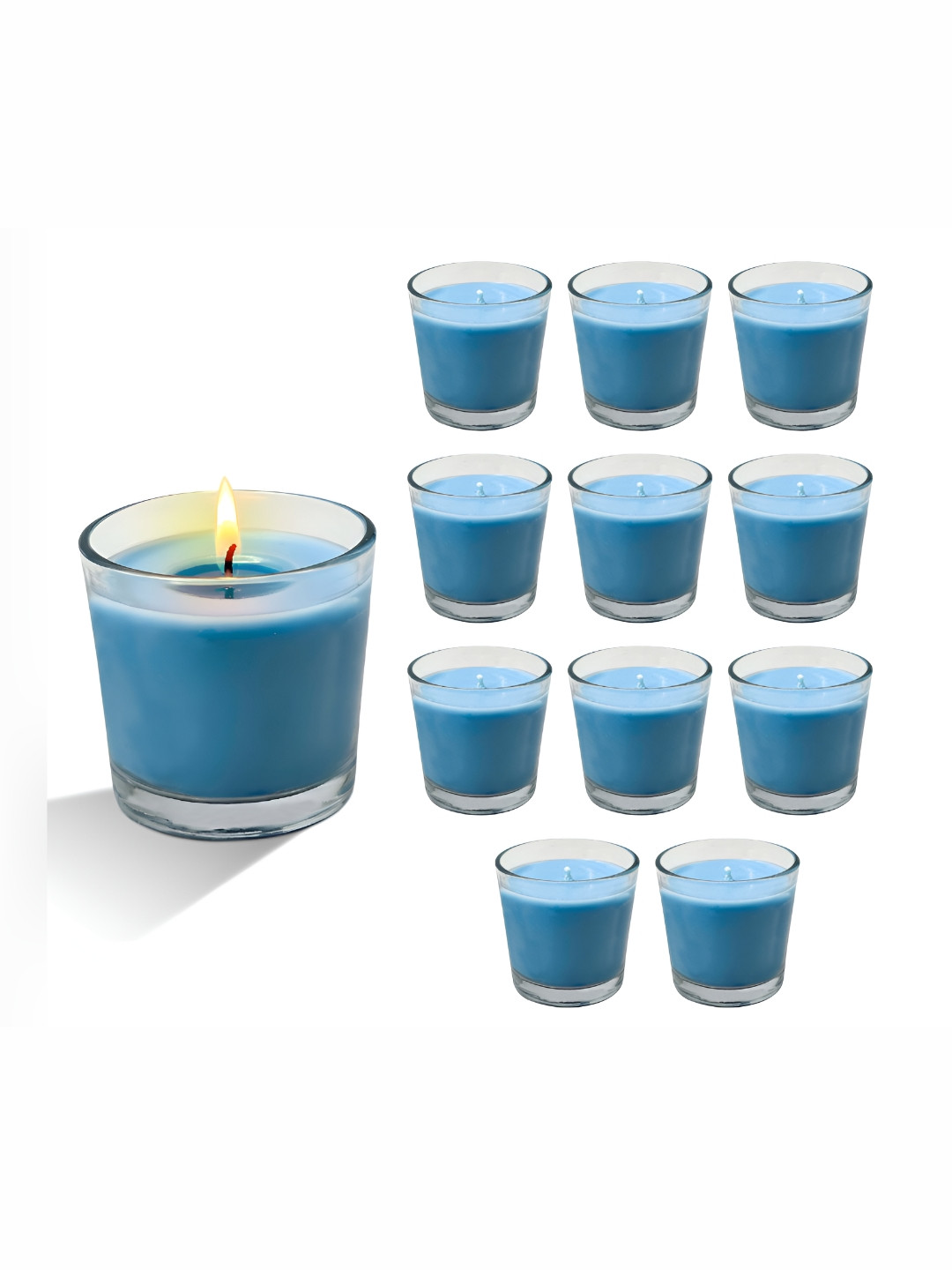 Garden Deco Blue 12 Pieces Scented Jar Candles