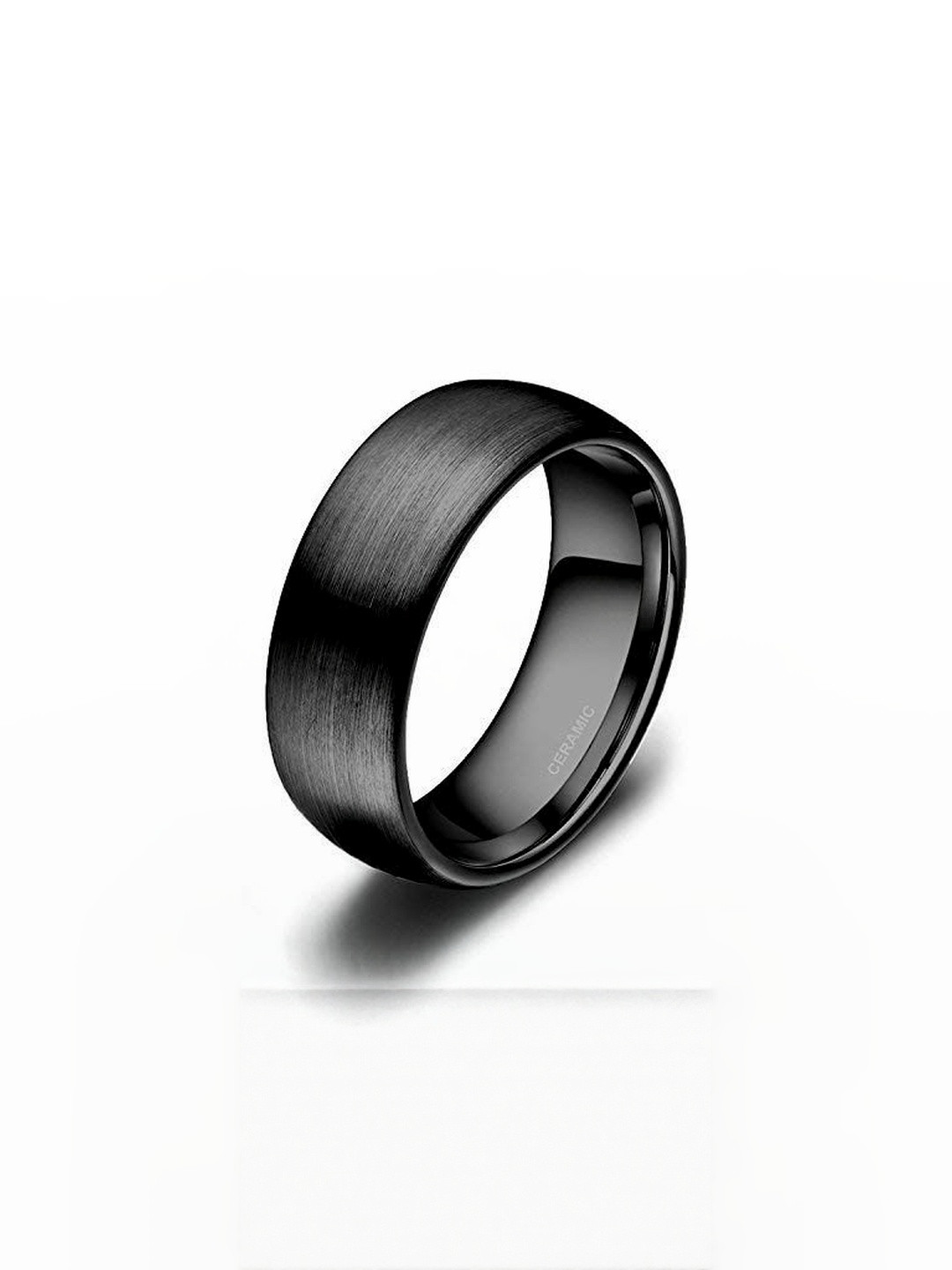 Moneekar Jewels Unisex 8mm Black Brushed Band Finger Ring