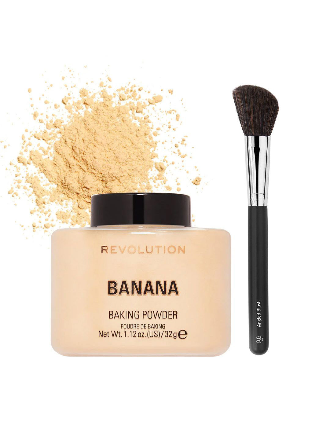 Makeup Revolution London Banana Baking Powder- 32 g With Face Brush