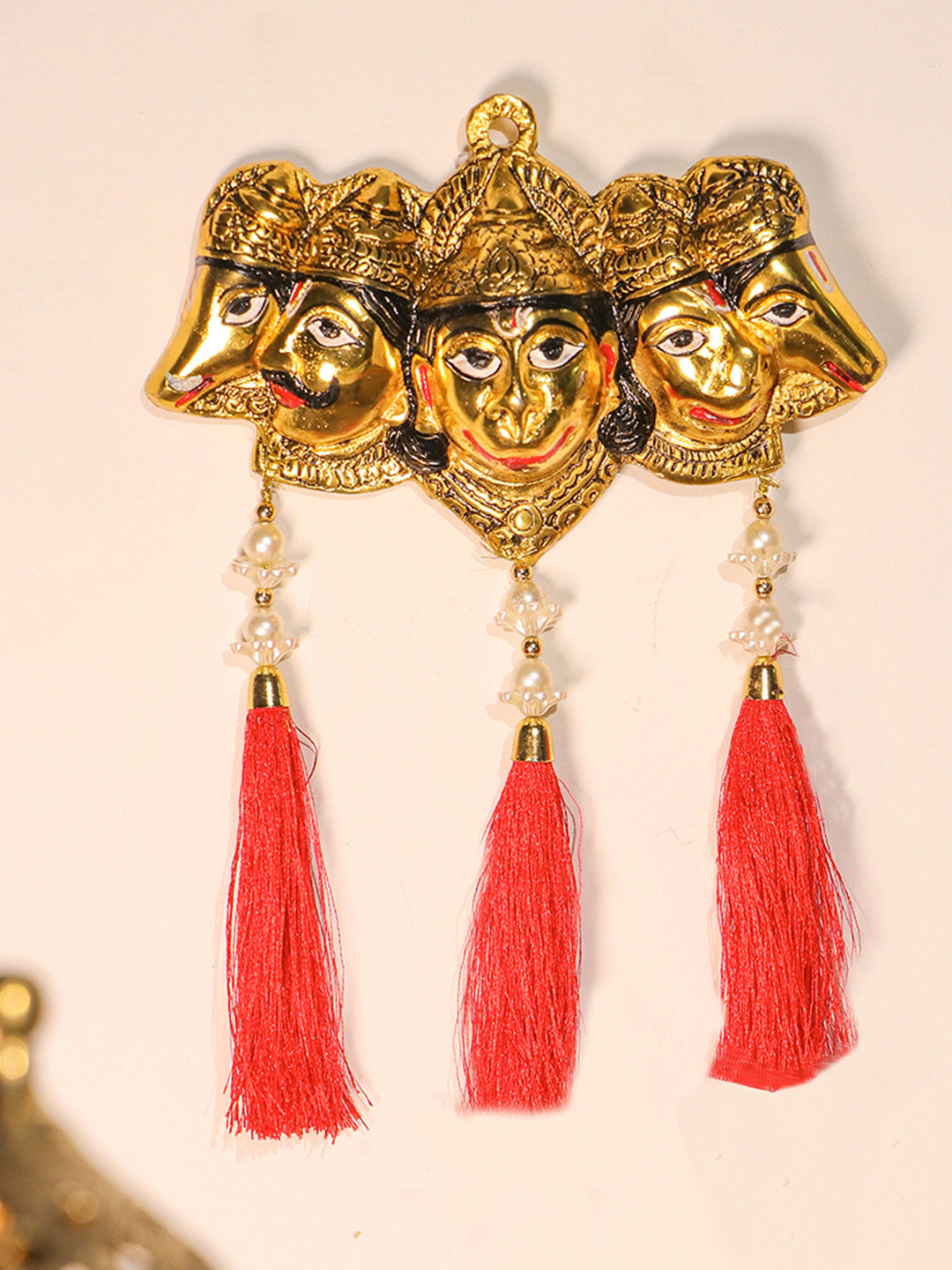 Art Street Brass Finish Metal Panchmukhi Hanuman Wall Hanging for Home Temple Diwali Pooja