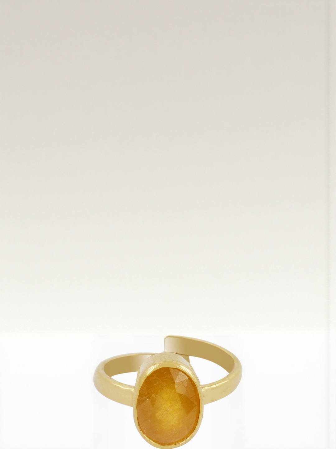 RAVIOUR LIFESTYLE Unisex Gold-Plated Yellow Stone Finger Ring