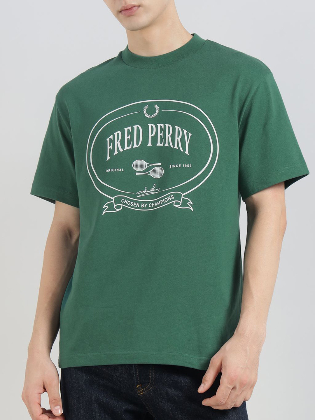 Fred Perry Men Typography Printed Round Neck Pure Cotton T-shirt