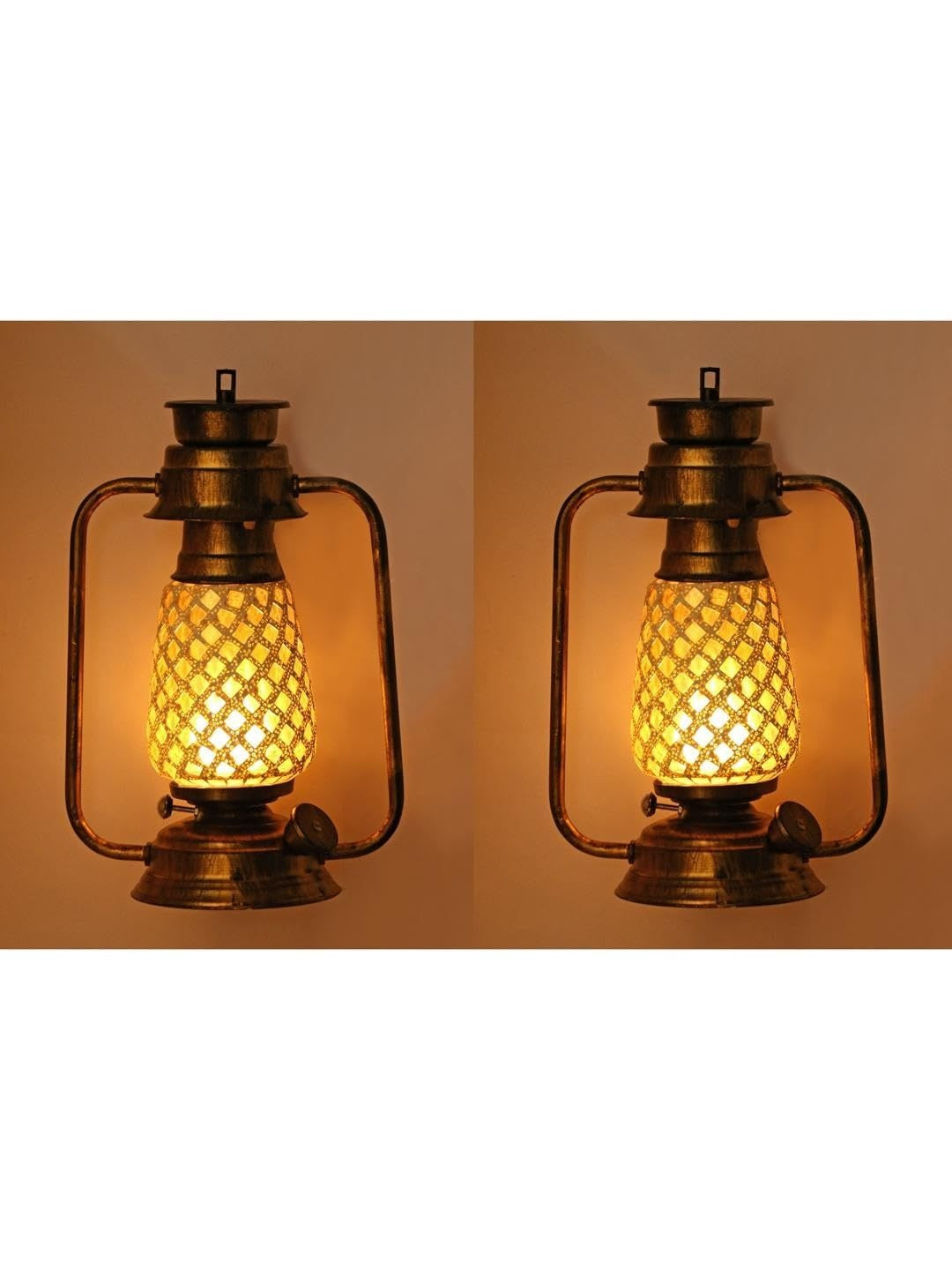1ST TIME Pack Of 2 Metal Cylinder Textured Wall Lamps