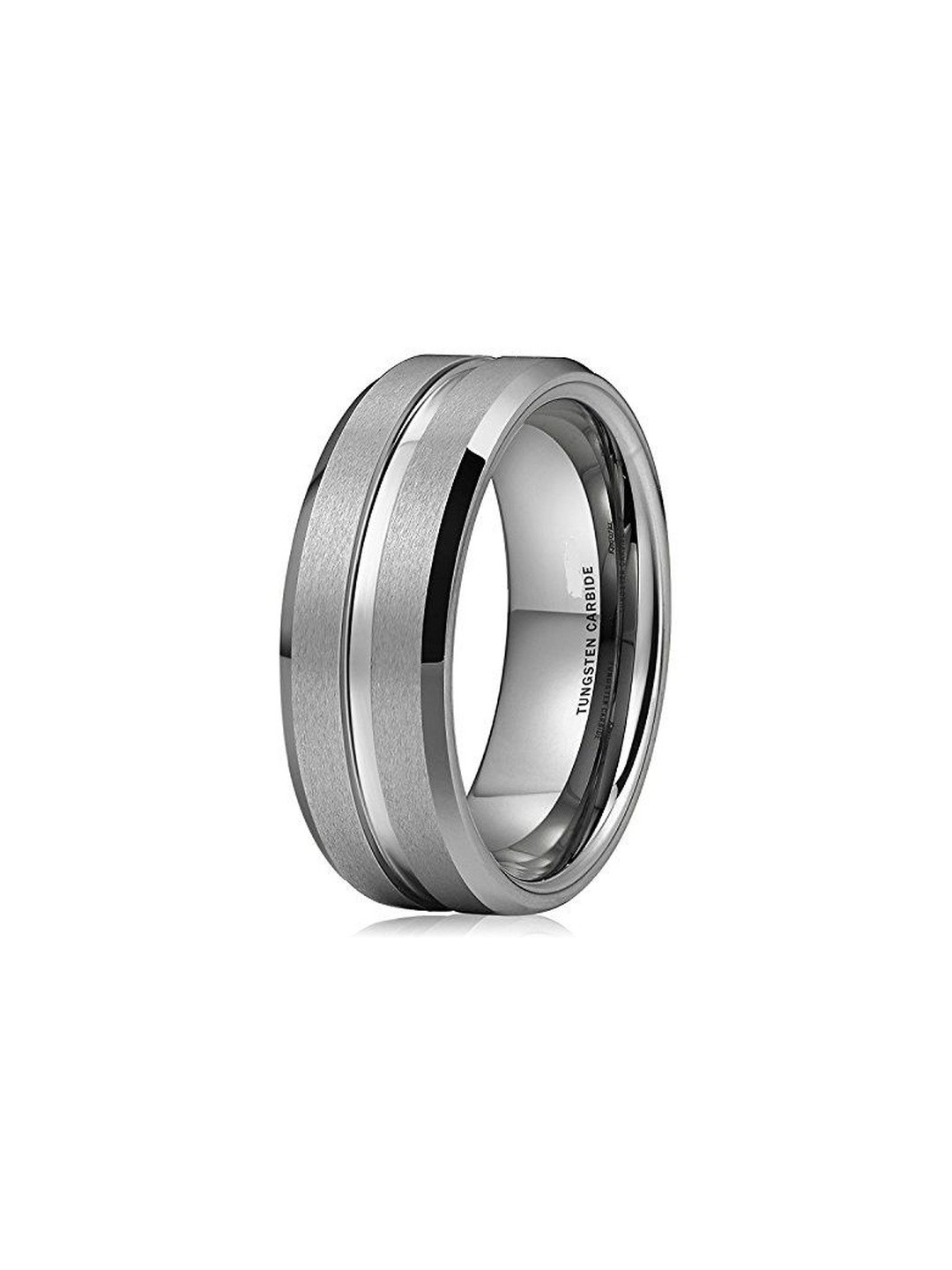 Moneekar Jewels Men Silver Colour Tungsten Carbide Comfort Fit Finger Ring