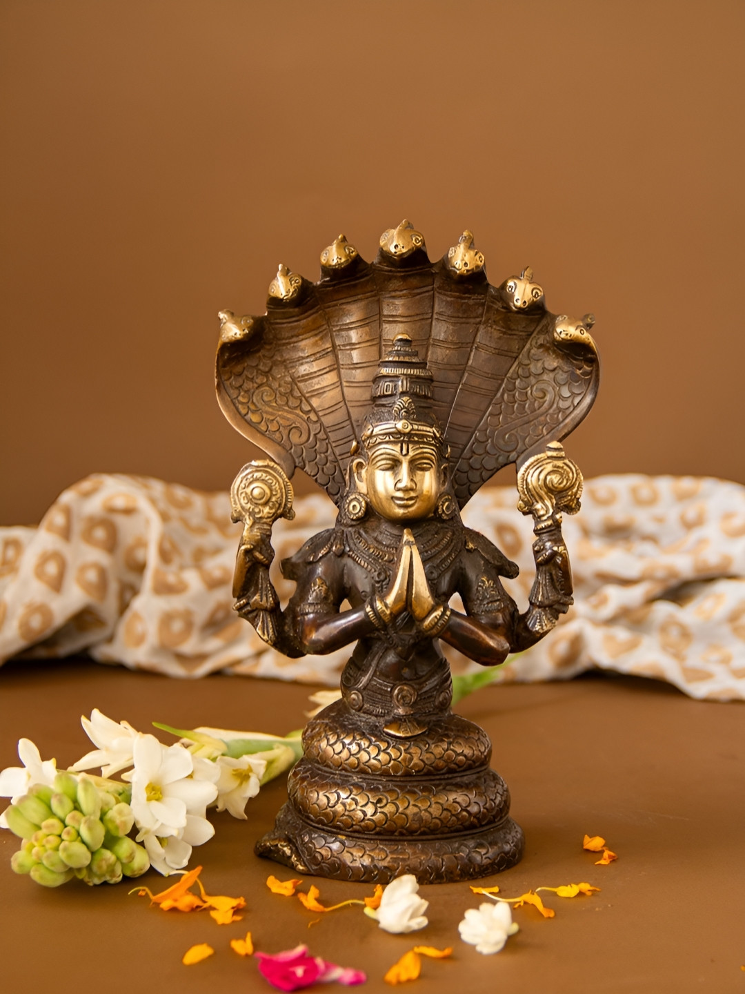 Imli Street Brown Panchmuki Nag Vishnu Religious Idol Showpiece