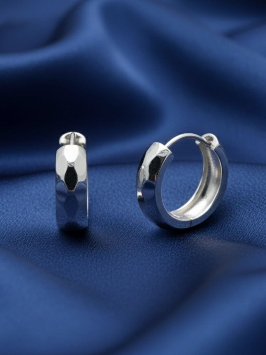 RACHIVA 925 Sterling Silver Textured Hoop Earrings